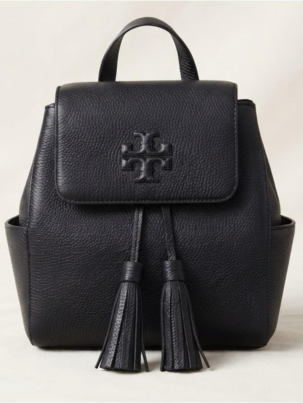 TORY BURCH Thea Pebbled Leather Mini Backpack Black $450 Retail EUC